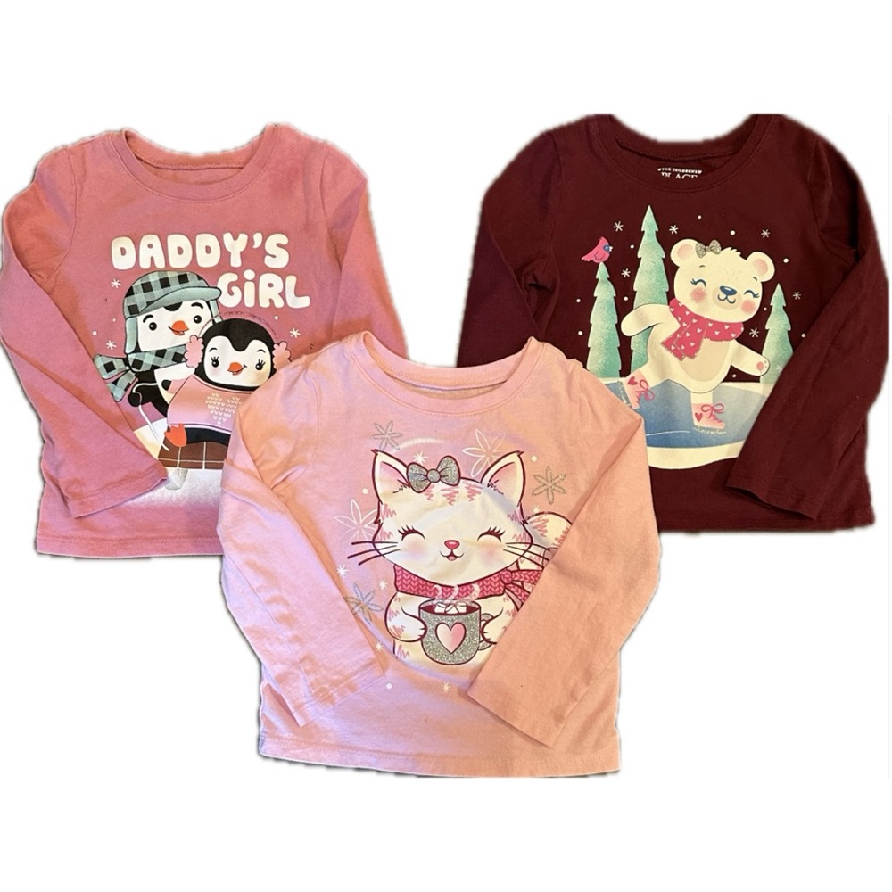 The Children’s Place Baby Toddler Girl 2T Long Sleeve Shirt Lot of Three EUC
